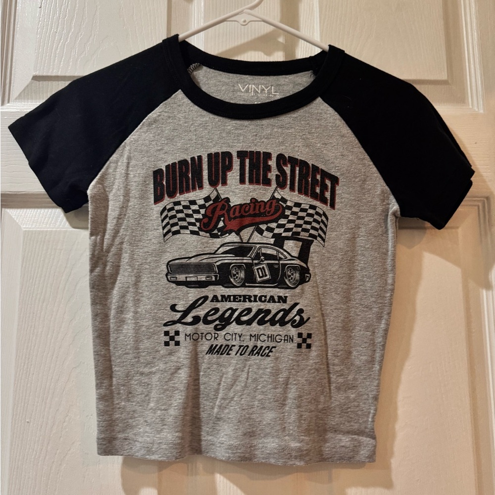 Racing Graphic Tee - Gray and Black